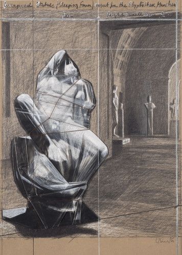 Литография Christo - Wrapped statues, sleeping fawn project for the Glyptothek