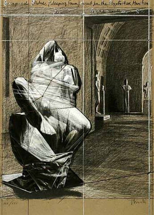 Многоэкземплярное Произведение Christo - Wrapped Statues, Sleeping Fawn, Project for the Glyptothek