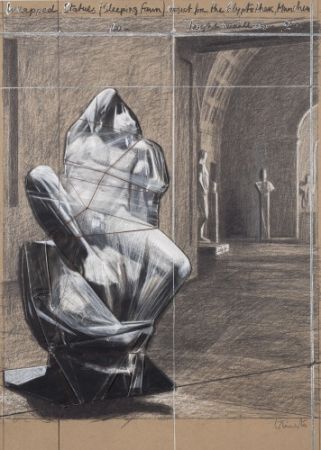 Литография Christo - Wrapped statues, sleeping fawn project for the Glyptothek