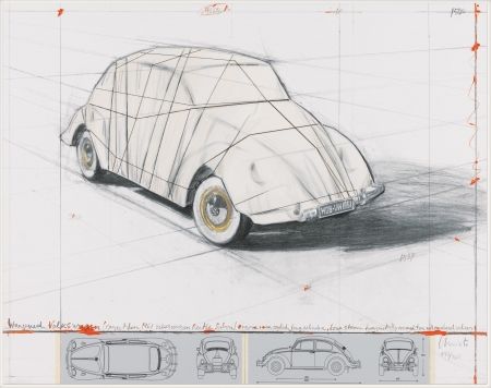 Литография Christo - Wrapped Volkswagen (PROJECT FOR 1961 VOLKSWAGEN BEETLE SALOON)