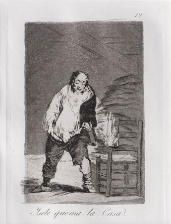 Офорт И Аквитанта Goya - Ysele quema la casa / And His House Burns Down