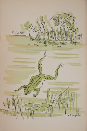 Гравюра Foujita - Zen, Grenouille au dessus d'un étang