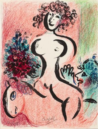 Литография Chagall - Écuyère au bouquet