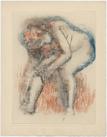 Офорт И Аквитанта Degas - Étude de nu se massant la cheville (vers 1896)
