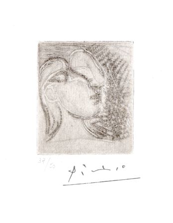 Гравюра Picasso - ête de femme tournée à droite