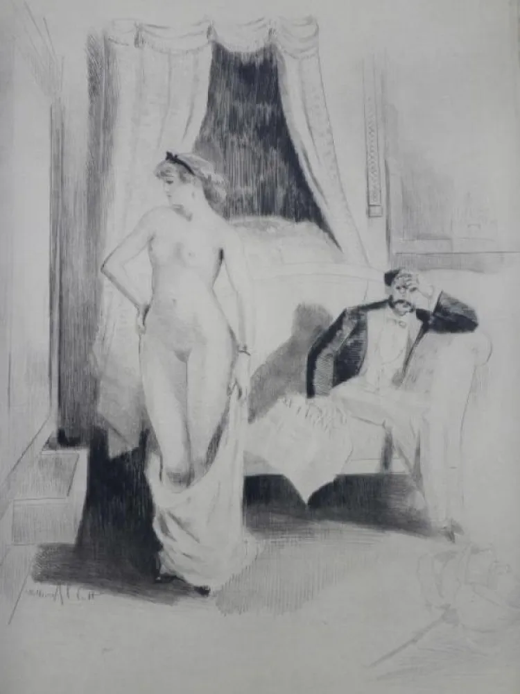 Гравюра Ablett - Eaux-fortes pour Nana, par William Ablett 