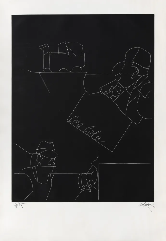 Гравюра Adami - Disegno di un paesaggio