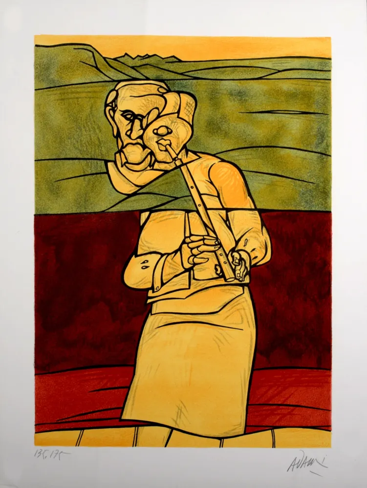Литография Adami - Joueur de flûte, 1976 - Hand-signed!