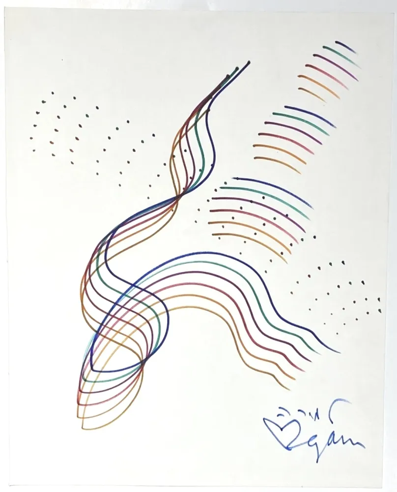 Нет Никаких Технических Agam - Dessin au feutre, vers 1981