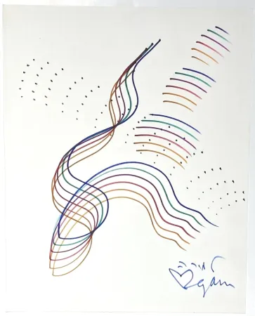Нет Никаких Технических Agam - Dessin au feutre, vers 1981