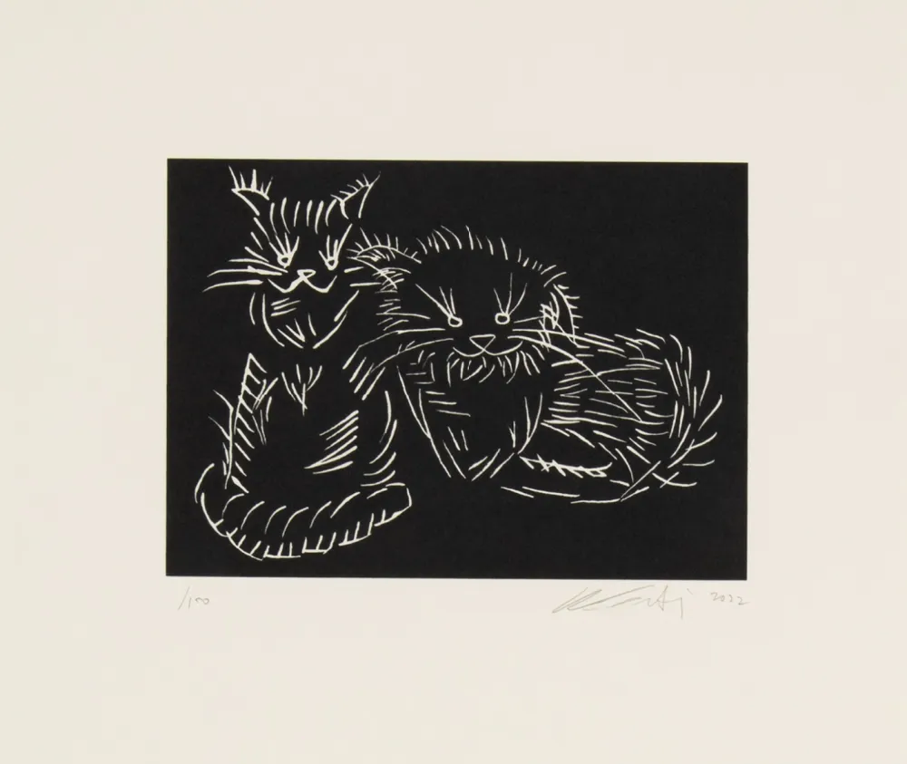 Сериграфия Ai - Cats - pink edition