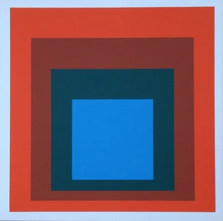 Сериграфия Albers - Homage to the Square - blue+darkgreen with 2 reds, 1955