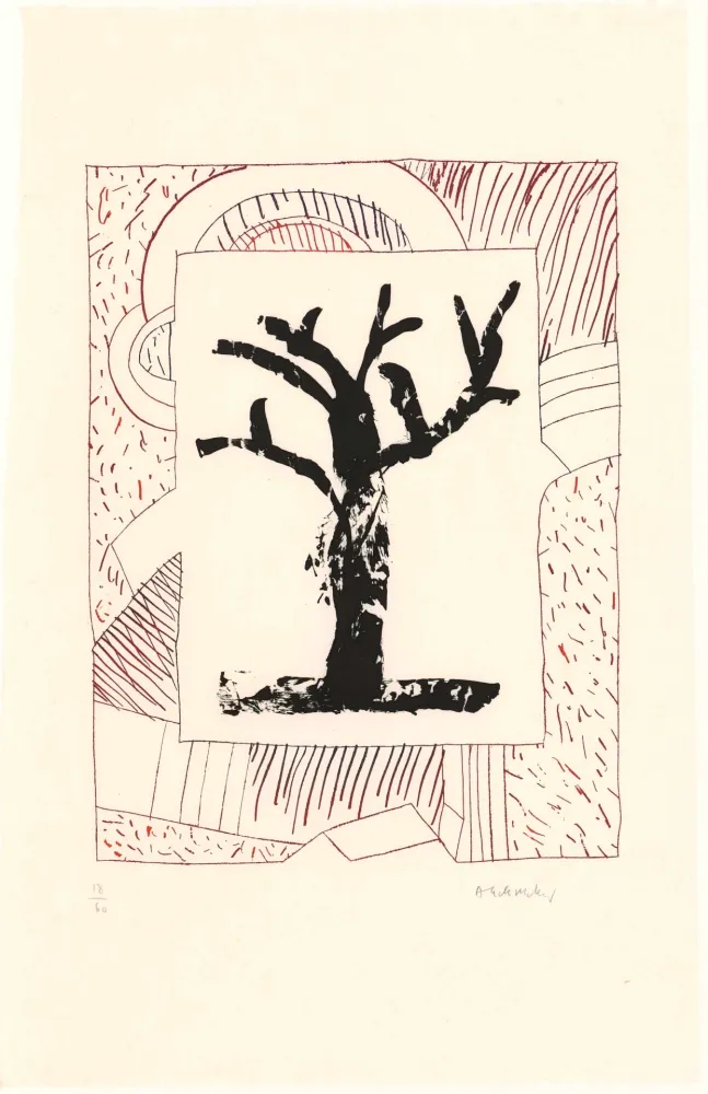 Офорт И Аквитанта Alechinsky - Arbre central, au rouge 