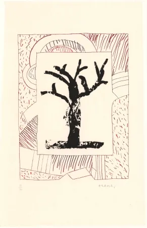 Офорт И Аквитанта Alechinsky - Arbre central, au rouge 