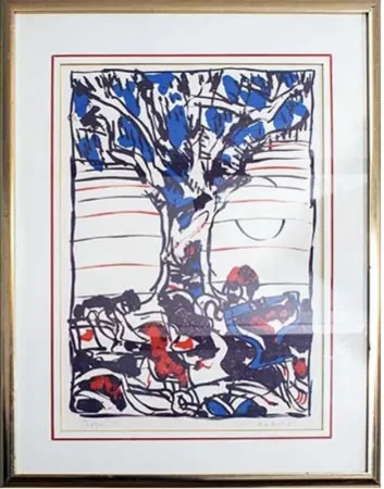 Литография Alechinsky - Arbre en bleu