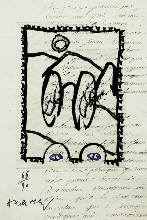 Офорт Alechinsky - Aux petits soins