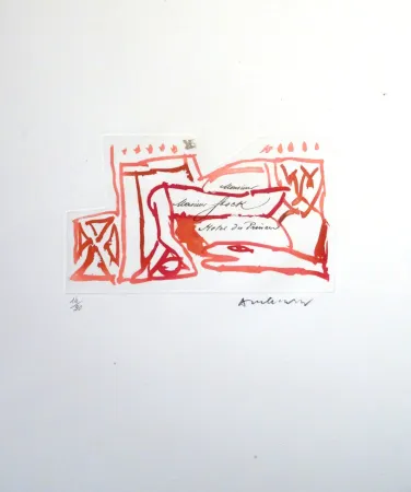 Офорт Alechinsky - Carta Carta (Planche VI)