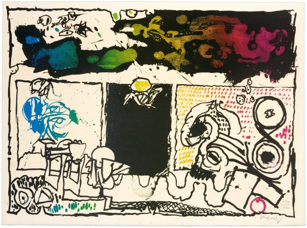 Литография Alechinsky - Découverte de l'acide (acte I)