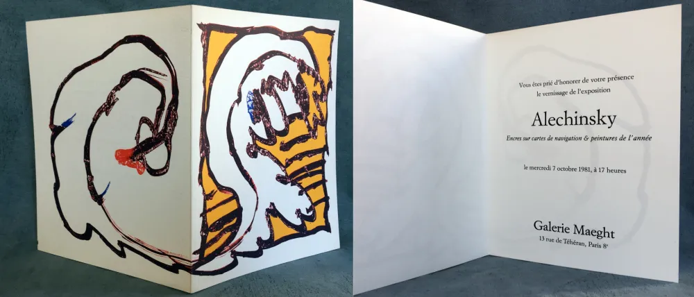 Литография Alechinsky - ENCRES SUR CARTES DE NAVIGATION & PEINTURES DE L'ANNÉE. 1981