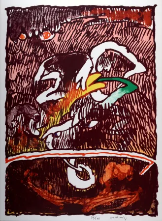 Литография Alechinsky - Flying Object, 1977 - Hand-signed