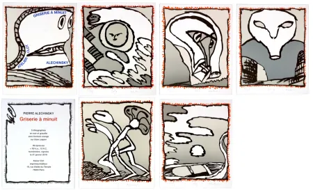 Литография Alechinsky - Griserie à minuit 1, 2, 3, 4, 5, 6  (Complete suite)