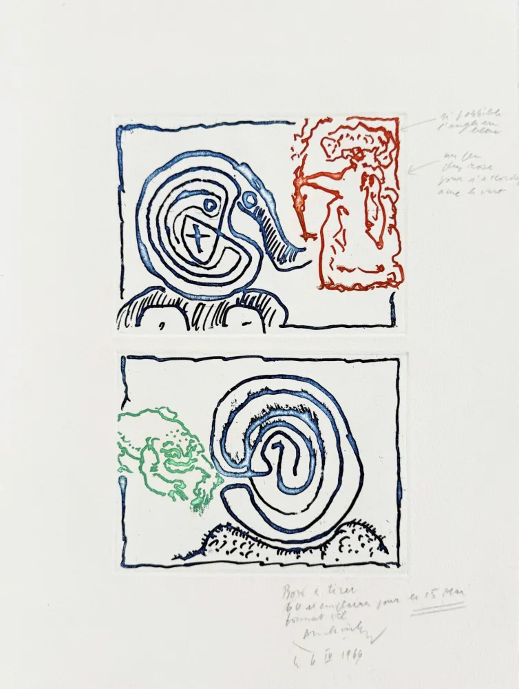 Гравюра Alechinsky - Labyrinthe et reine