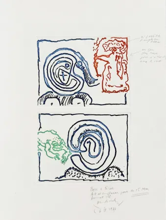 Гравюра Alechinsky - Labyrinthe et reine