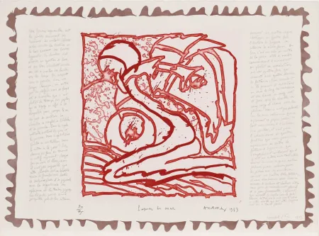 Офорт Alechinsky - Le chien roi – Papier de mur