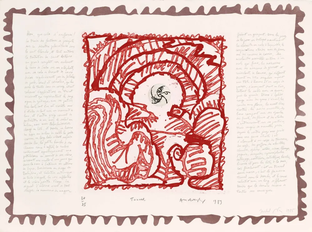 Офорт Alechinsky - Le chien roi – Tunnel