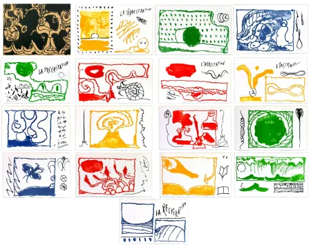 Литография Alechinsky - Le rêve de l'amonite (complete suite)