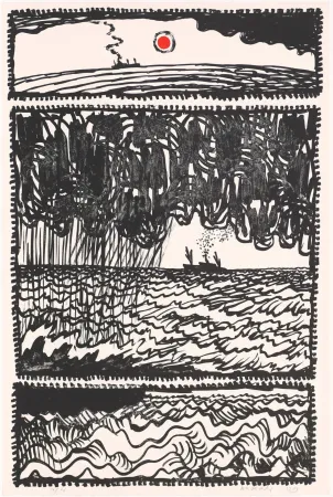 Литография Alechinsky - Le volturno I au point rouge