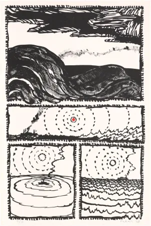 Литография Alechinsky - Le volturno III plus un point rouge