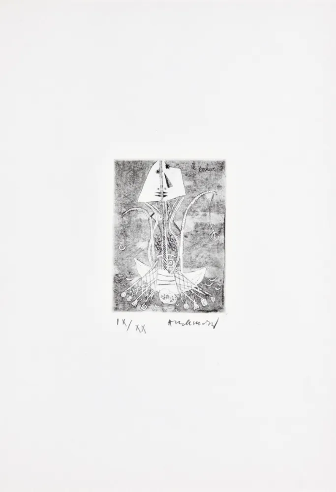 Офорт Alechinsky - Les métiers 01: Le pêcheur