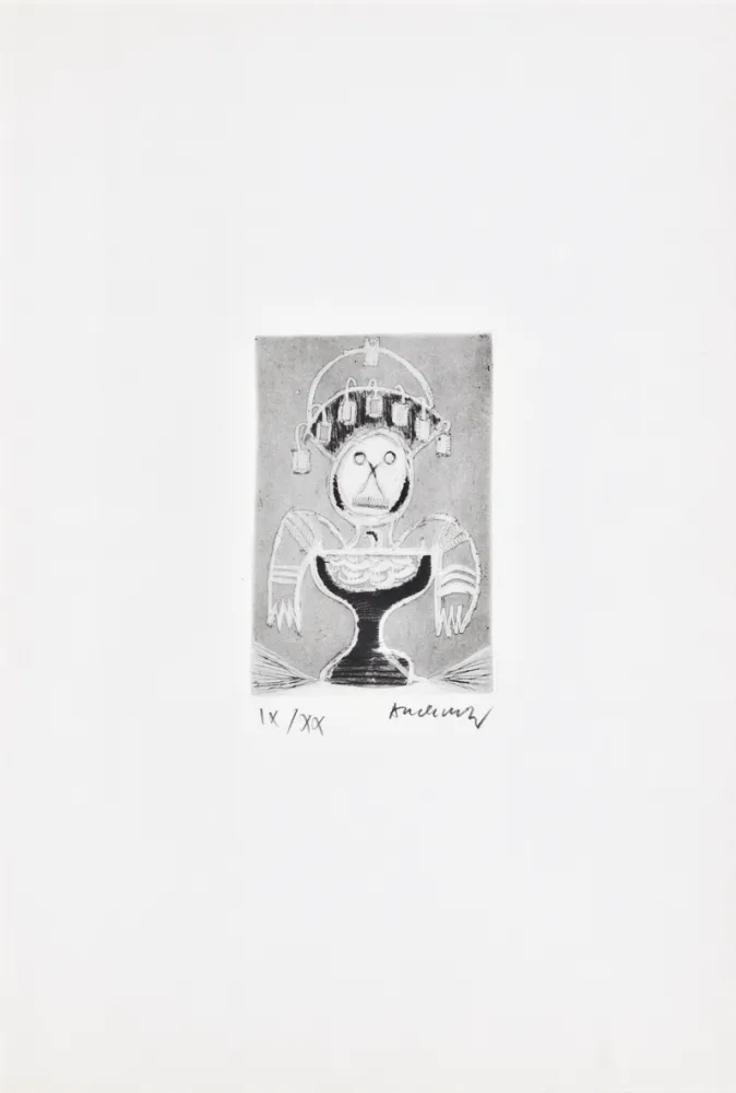 Офорт Alechinsky - Les métiers 06: Le coiffeur