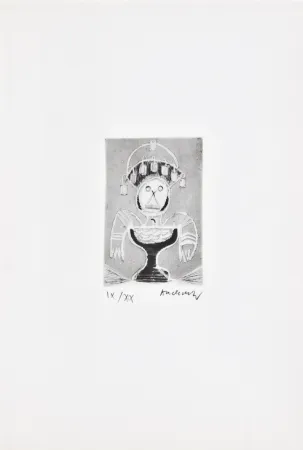 Офорт Alechinsky - Les métiers 06: Le coiffeur