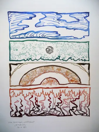 Литография Alechinsky - Les quatre élements 