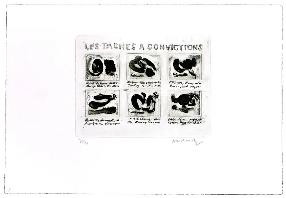 Офорт Alechinsky - Les tâches à convictions