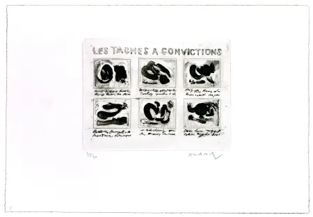 Офорт Alechinsky - Les tâches à convictions