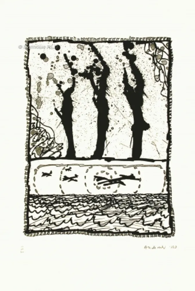 Офорт И Аквитанта Alechinsky - Les trois coups