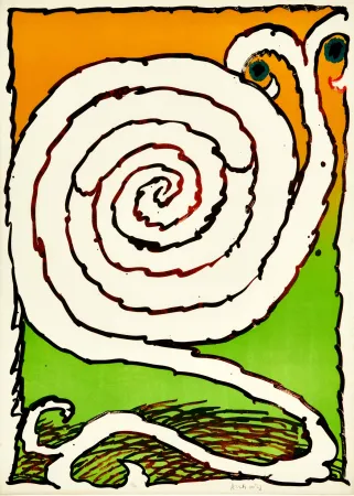 Литография Alechinsky - Pierre Alechinsky (1927) – Plate II from the portfolio Ceremonial Labyrinths (Labyrinthes d’apparat) – Color lithograph on Arches paper – 1972