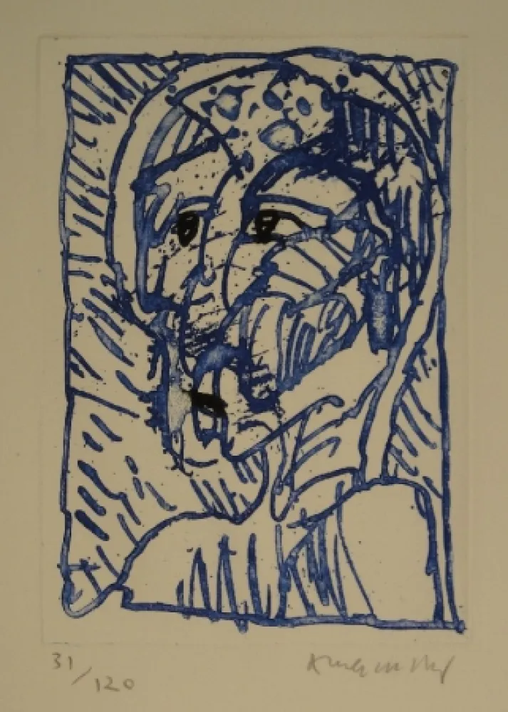 Офорт Alechinsky - Tête / Kopf. 