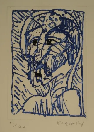 Офорт Alechinsky - Tête / Kopf. 