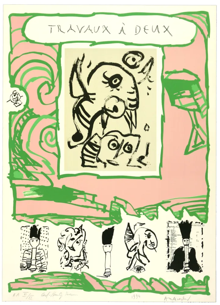 Литография Alechinsky - Travaux à deux