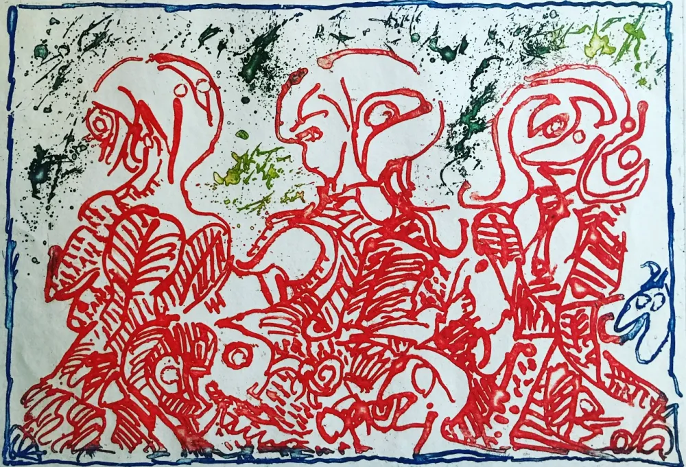 Офорт Alechinsky - Trois désordinateurs