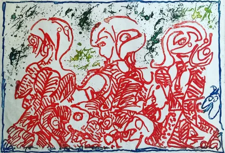 Офорт Alechinsky - Trois désordinateurs