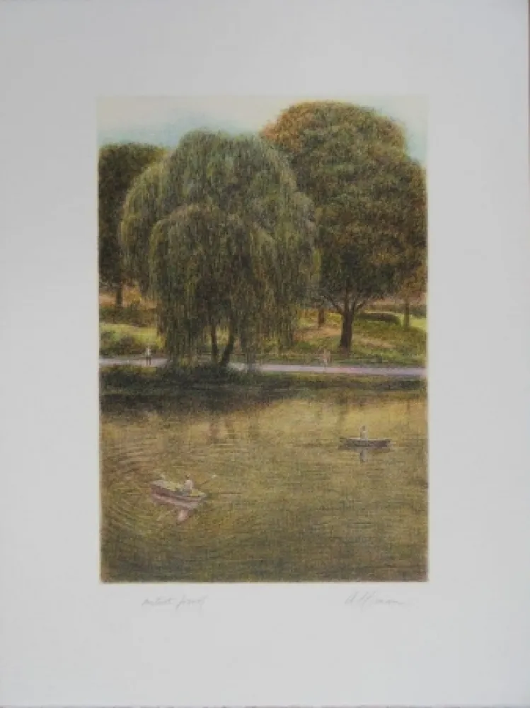 Литография Altman - Central Park - The Boats