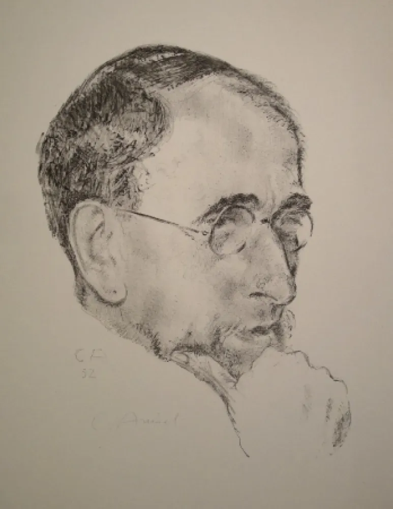 Литография Amiet - Bildnis Ernst Kreidolf in Dreiviertelansicht