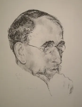 Литография Amiet - Bildnis Ernst Kreidolf in Dreiviertelansicht