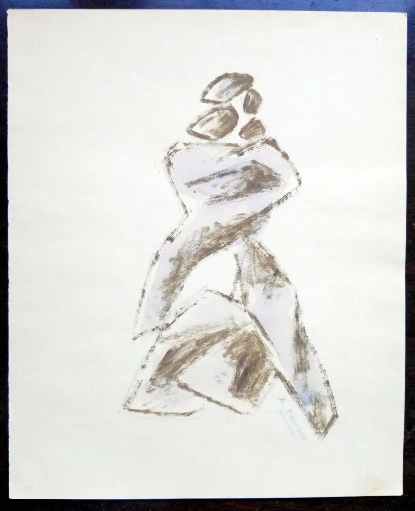 Нет Никаких Технических Àngel - Boceto escultura - Original Drawing - Signed