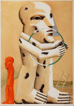 Литография Antes - Figure tachetée avec cerceau, 1982 - Hand-signed!